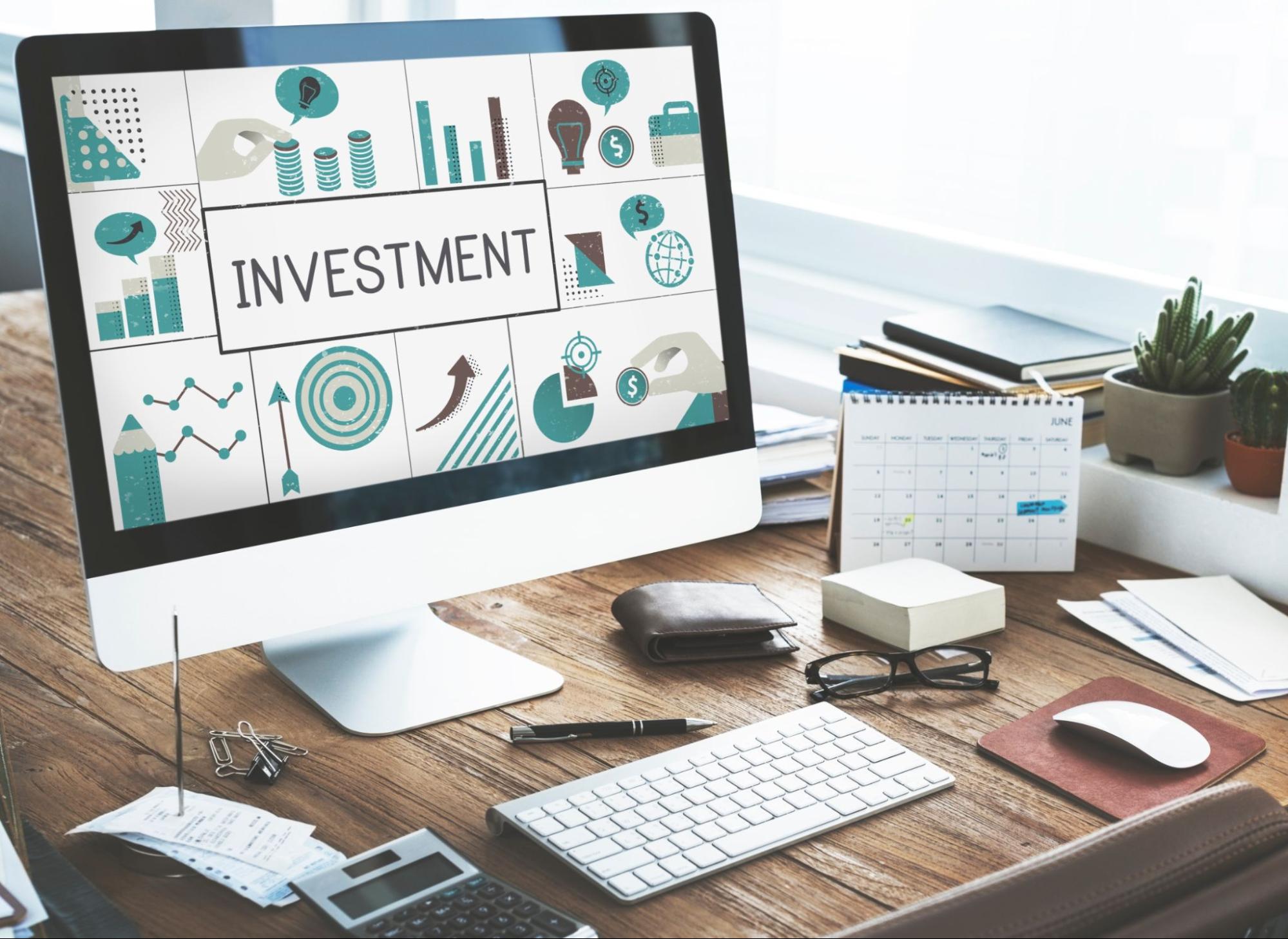 Illustration of financial business chart investment on computer