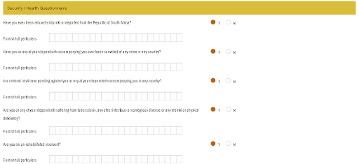 Security / Health Questionnaire