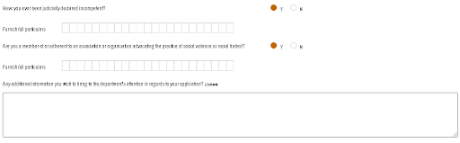 Security / Health Questionnaire