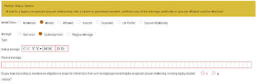 Marital Status Details