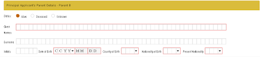 Principal Applicant's Parent Details - Parent B